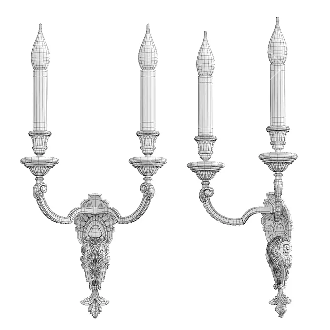 Elegant French Wall Lamp 3D model image 3