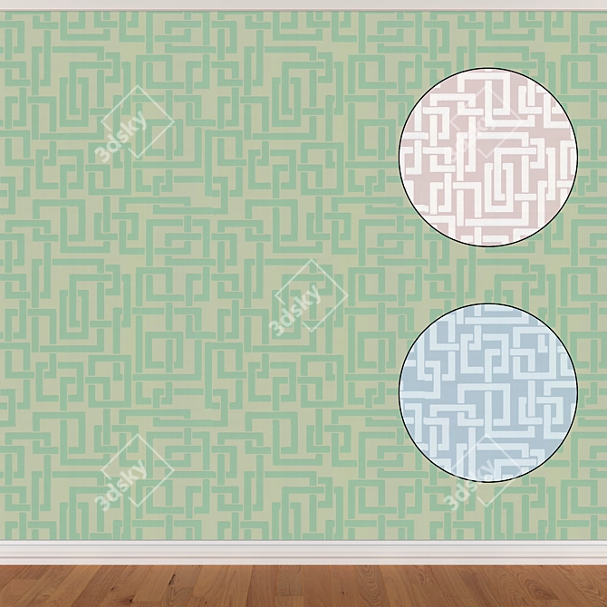 Seamless Wallpaper Set in 3 Colors 3D model image 1