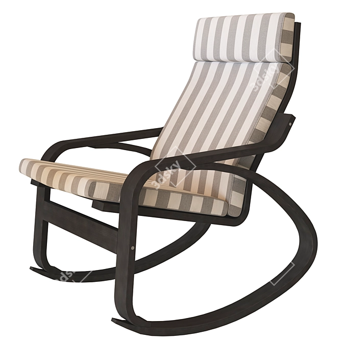 Title: Poang Rocking Chair: Modern Comfort 3D model image 2