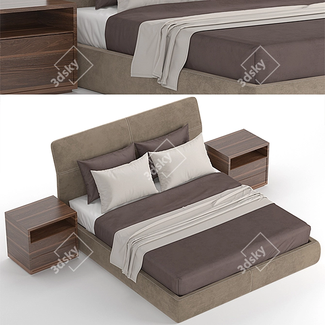 Elegant Poliform Bed: Unwrap UVW, 3DMax 2014 3D model image 2