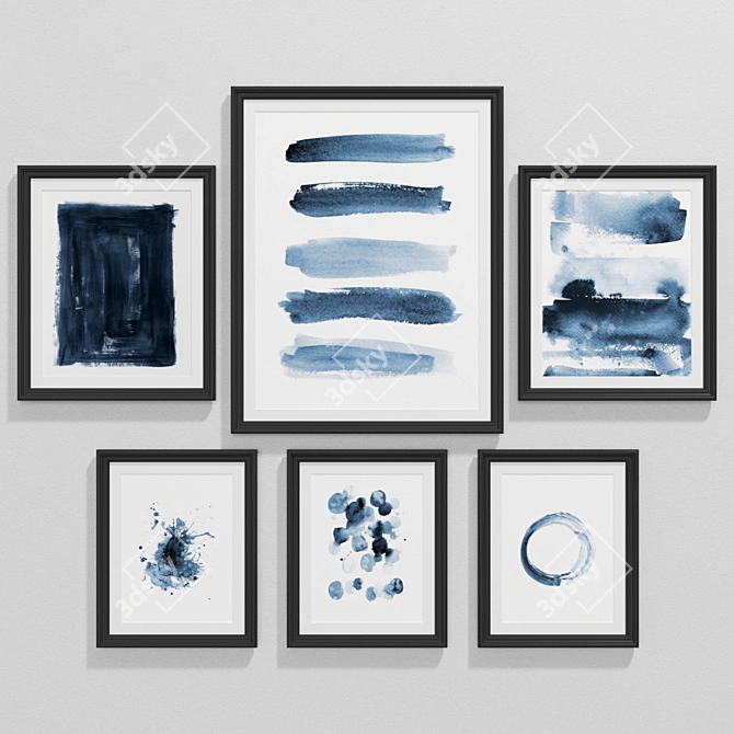 Modern Navy Blue Art Set 3D model image 1