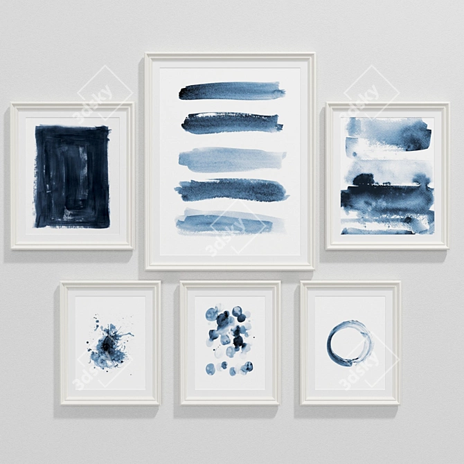 Modern Navy Blue Art Set 3D model image 2