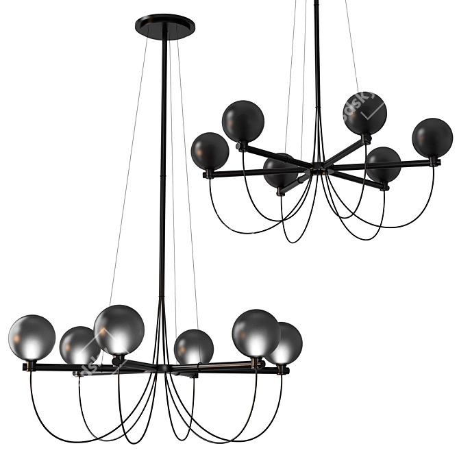 Handvark Globe Chandelier: Elegant Glass and Steel Illumination 3D model image 1