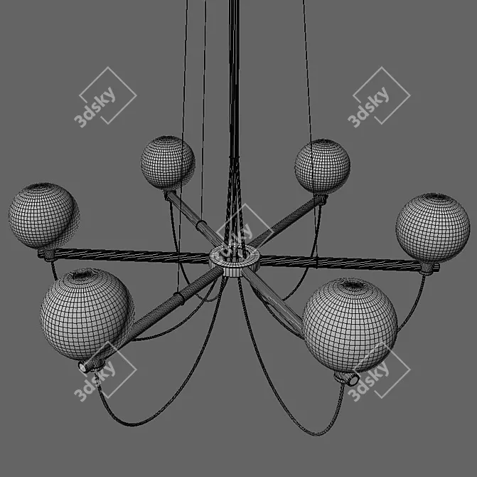 Handvark Globe Chandelier: Elegant Glass and Steel Illumination 3D model image 2