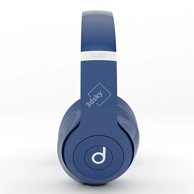 Beats Studio 3 Blue: Premium Smooth Headphones 3D model image 2