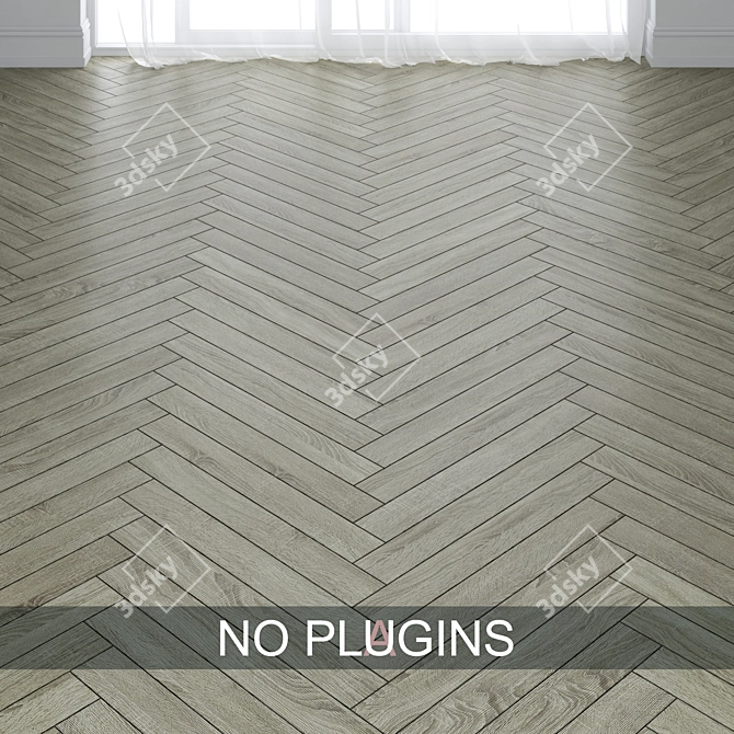 Gray Birch Chevron & Herringbone Parquet 3D model image 1