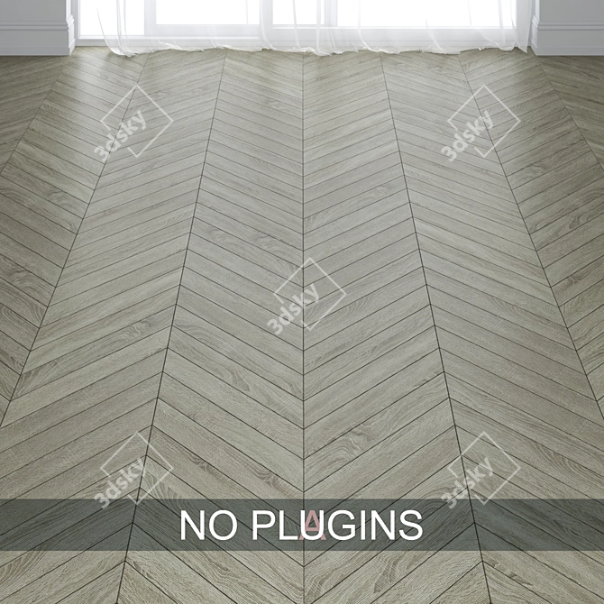 Gray Birch Chevron & Herringbone Parquet 3D model image 2