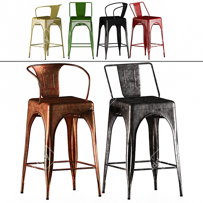 Vintage Tolix Industrial Chair Set 3D model image 1