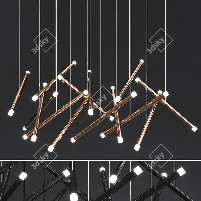 Sleek & Stylish LED Chandelier 3D model image 1