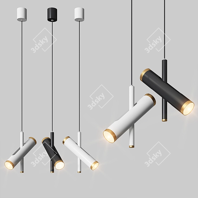 Modern Brass Glass Pendant Lights 3D model image 1