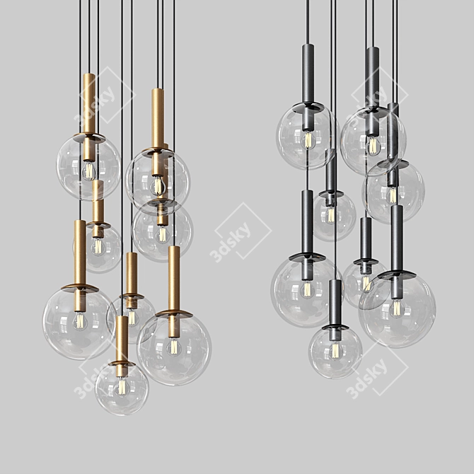 Sonneman Bubbles 8 Light Pendant: Modern and Chic 3D model image 1