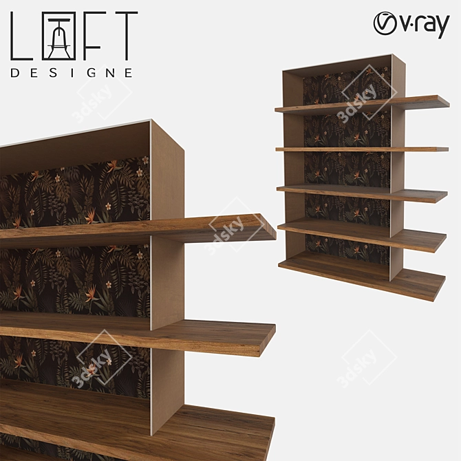 LoftDesigne 7070 Wood Metal Rack 3D model image 1