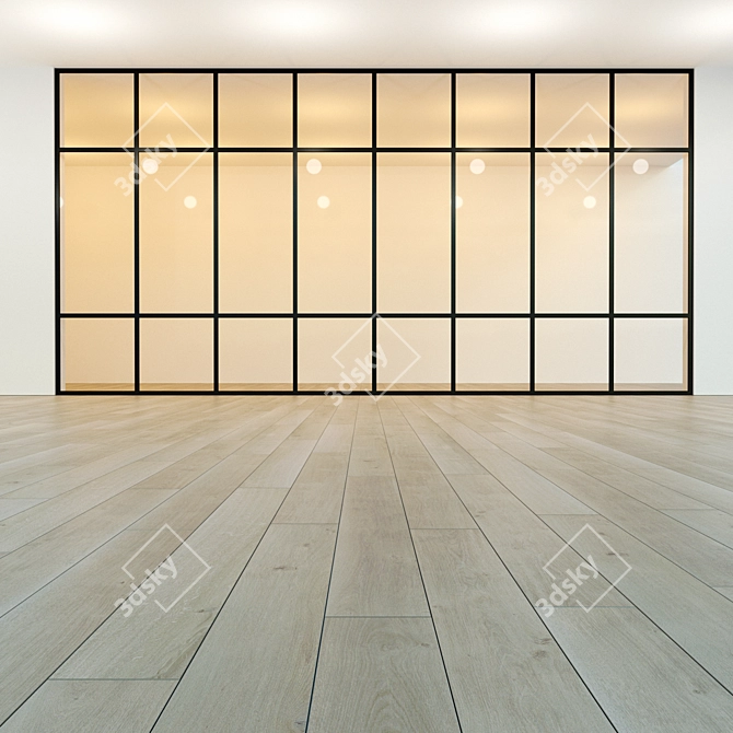 Sleek Black Metal Glass Partition 3D model image 2