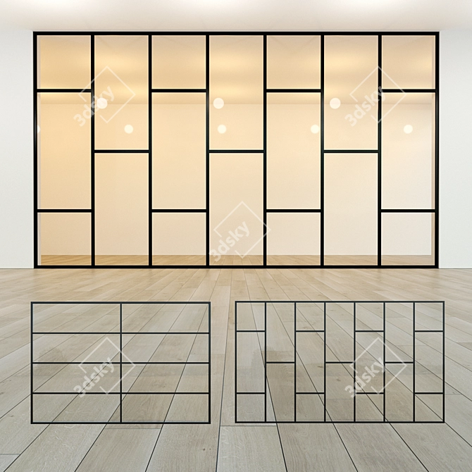 Customizable Glass Partition: Modern Loft Design 3D model image 1