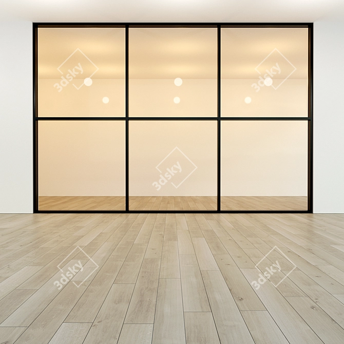 Sleek Glass Partition with Metal Frame 3D model image 2