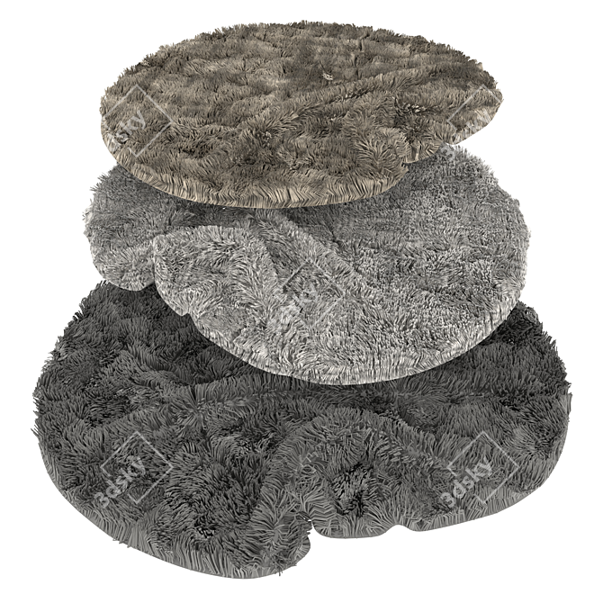 Round Furry Floor Rug 3D model image 1