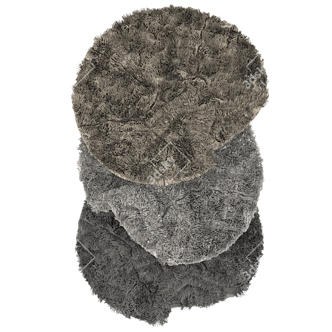 Round Furry Floor Rug 3D model image 2