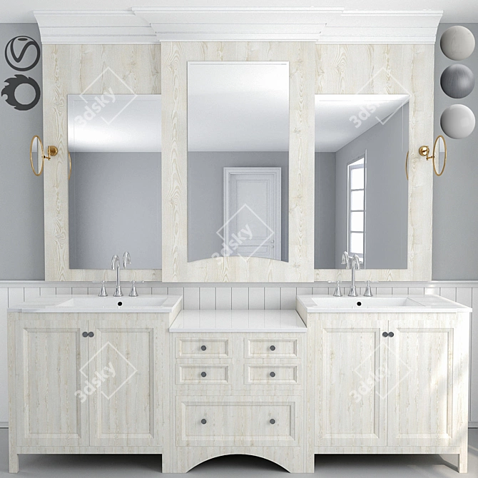Luxury Master Bathroom Furniture Set 3D model image 1