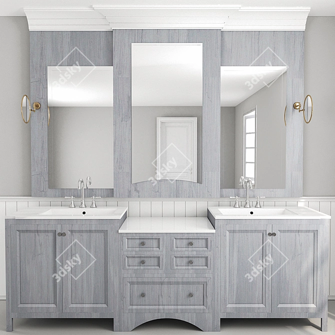 Luxury Master Bathroom Furniture Set 3D model image 2