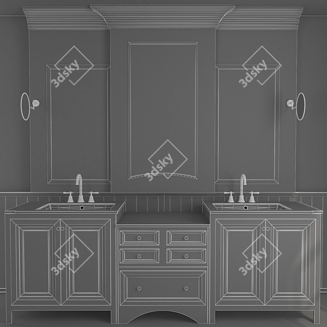 Luxury Master Bathroom Furniture Set 3D model image 3