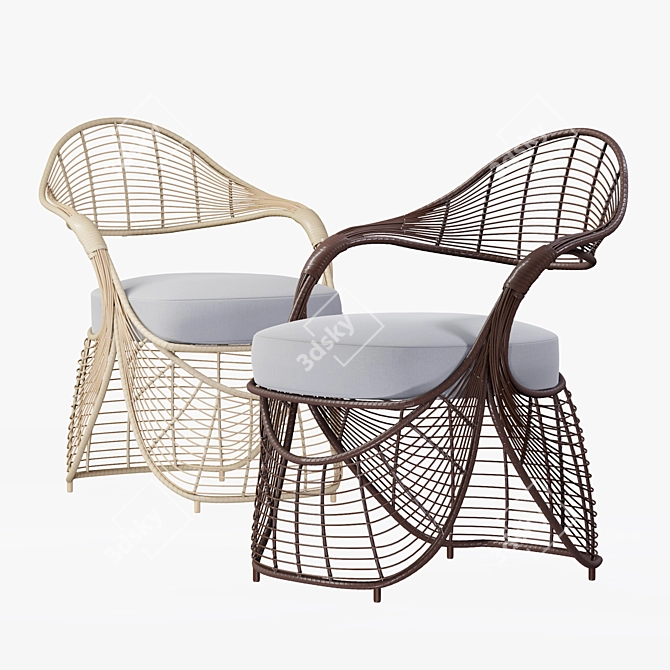 Stylish Rattan Seating: MANOLO Chair 3D model image 1