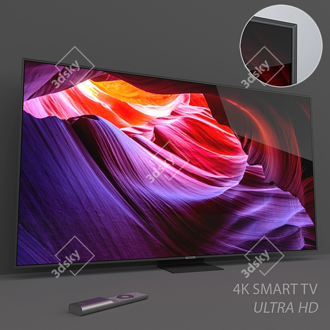 Samsung Q90R 4K Qled Smart TV | 55", 65", 75" | No-Background Display 3D model image 1