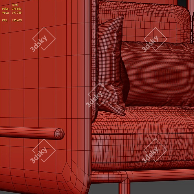 BuzziSpark 2-Seater High-Back Sofa 3D model image 3