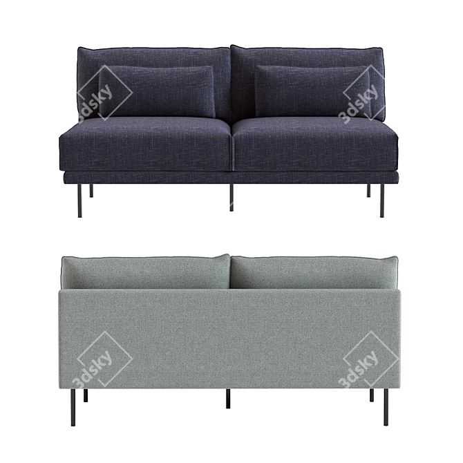 Modern West Elm Halsey Armless Sofa 3D model image 3