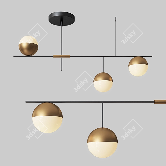 Modern Black Linear Ceiling Light 3D model image 1