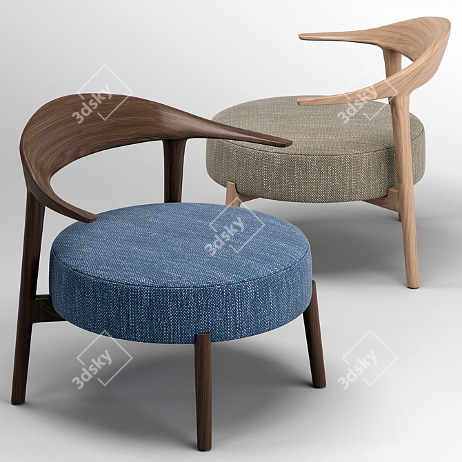 GIORGETTI RIPPLE Wood Armchair 3D model image 1