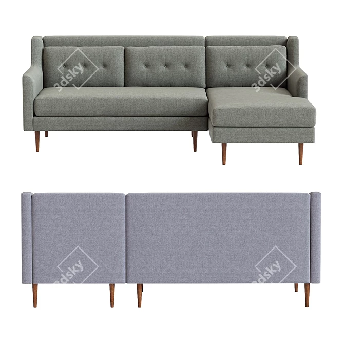 West Elm Crosby Sectional: Stylish 2-Piece Comfort 3D model image 3