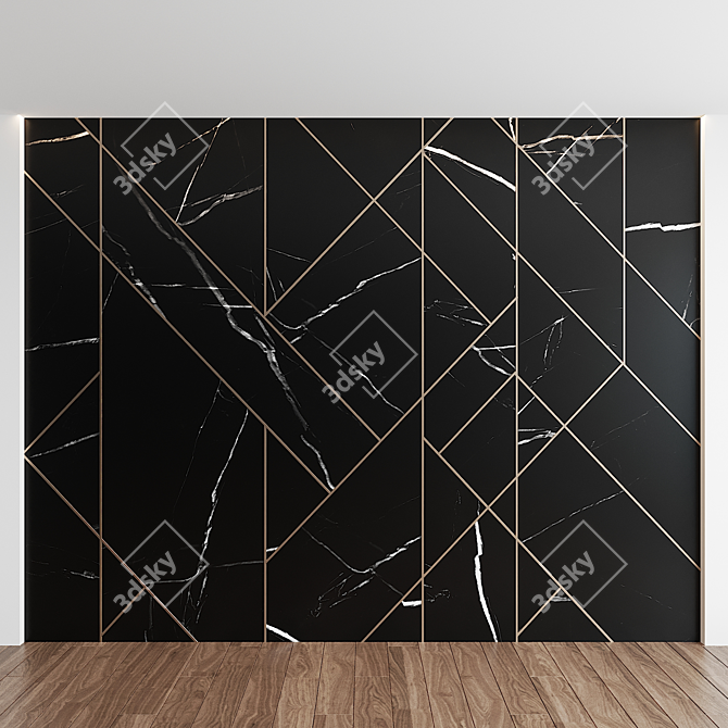 Marquina Ardeco: Natural Marble Wall & Decorative Profile 3D model image 1