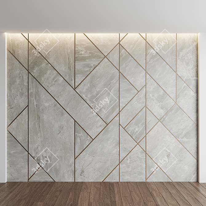 Elegant Bosco Ardeco Marble Wall with Decorative Profile 3D model image 1