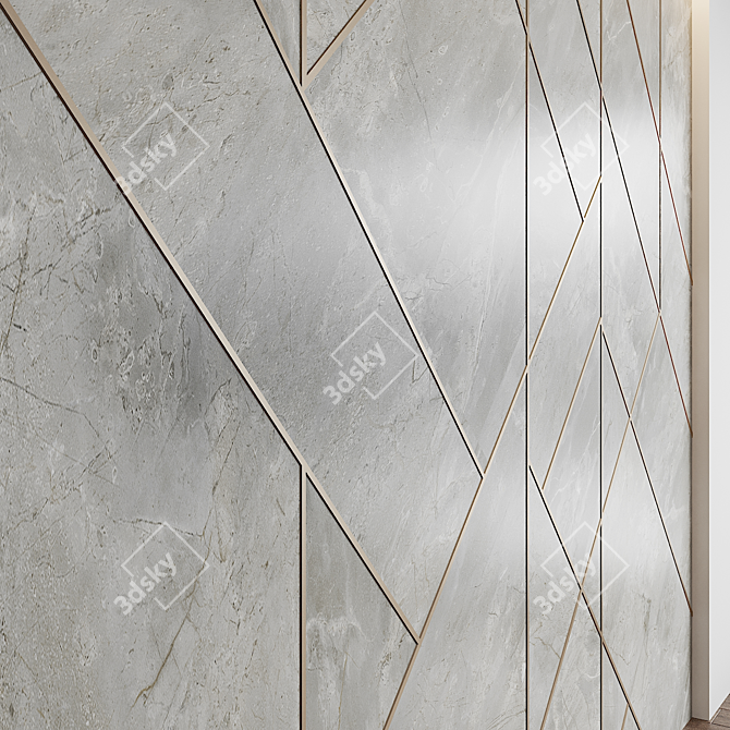 Elegant Bosco Ardeco Marble Wall with Decorative Profile 3D model image 2