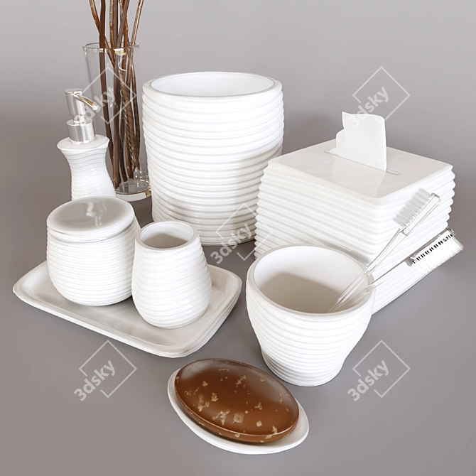 "Mojave" Ceramic Bath Accessories 3D model image 2