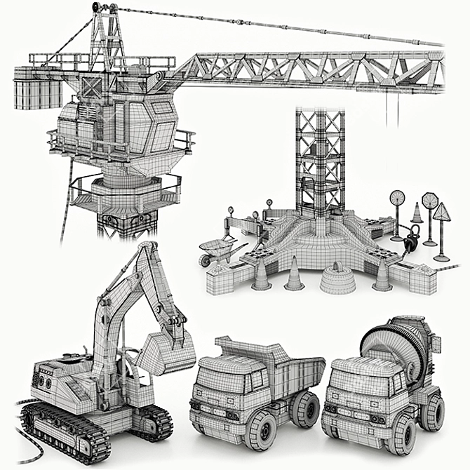 Mod-Builder Construction Game Set 3D model image 3