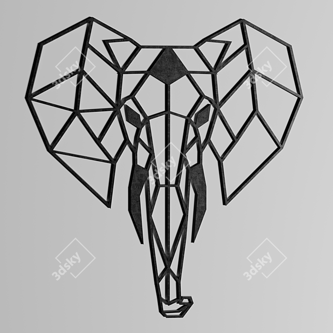 Loft-inspired Elephant Wall Decor 3D model image 1