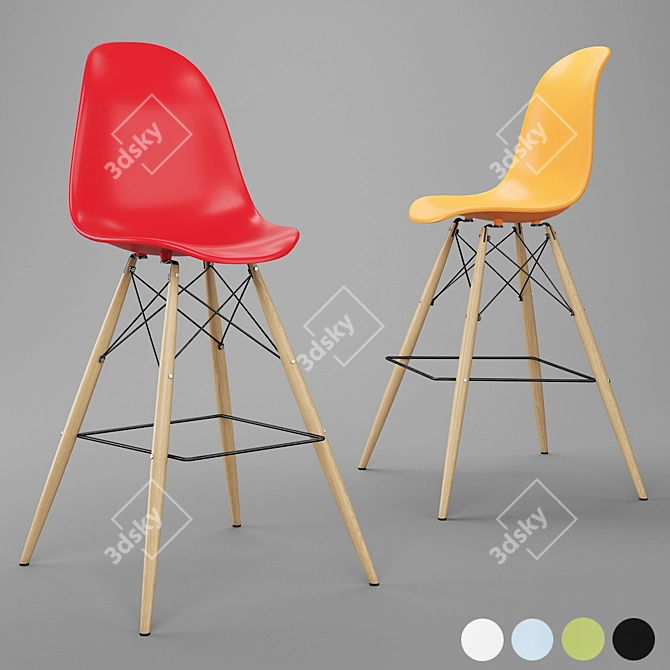 Modern Pyramid Dining Side Bar Stool 3D model image 1