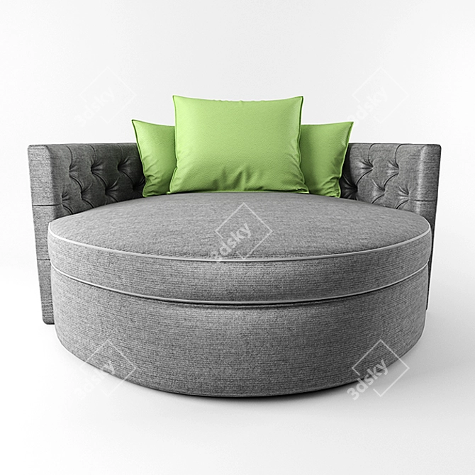 Luxury Dark Grey Round Design Sofa 3D model image 2