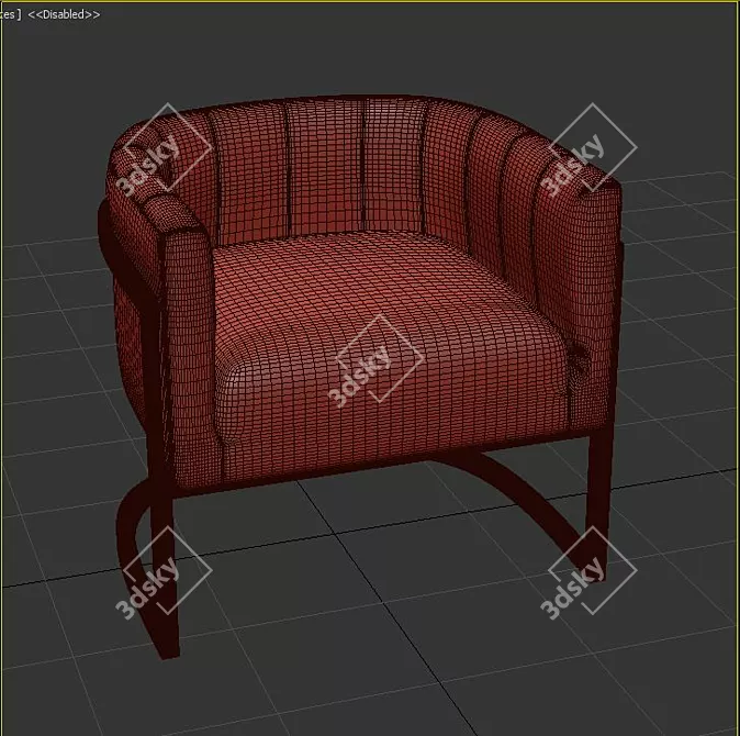 Elegant Upholstered Arm Chair 3D model image 3