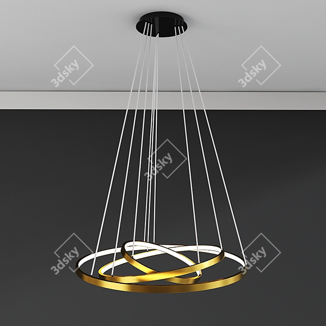 Contemporary Black Acrylic Ring Pendant 3D model image 2