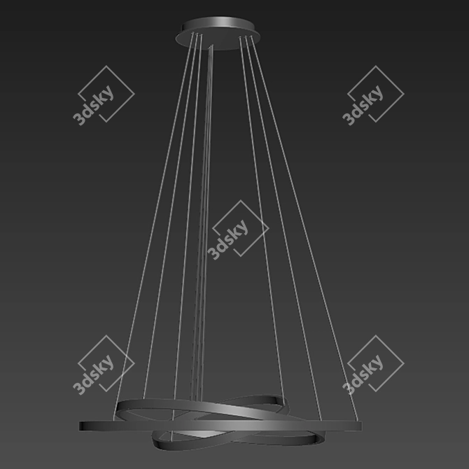 Contemporary Black Acrylic Ring Pendant 3D model image 3