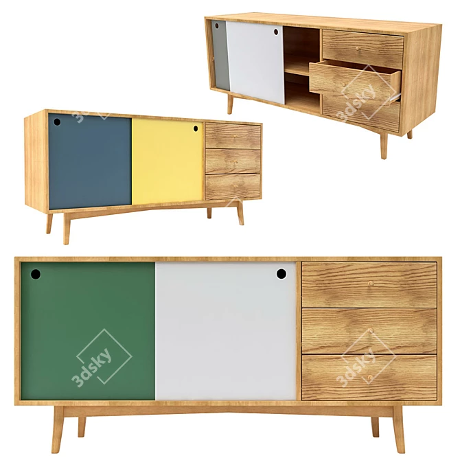 Whisper Midcentury Storage Solution 3D model image 1