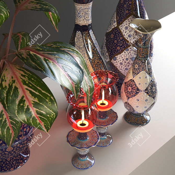 Persian Handcraft Decoration Set 3D model image 2