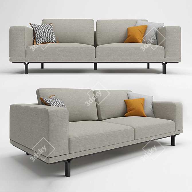 Sleek Nocelle Sofa: Sophisticated Comfort 3D model image 1