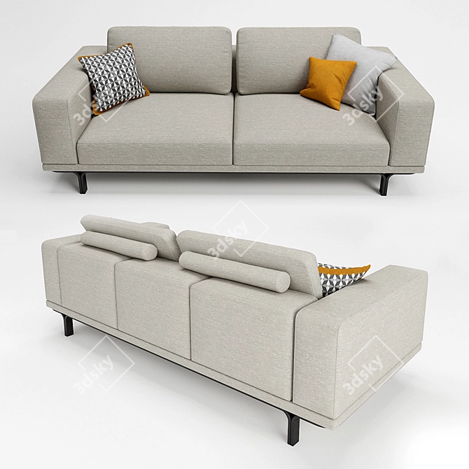 Sleek Nocelle Sofa: Sophisticated Comfort 3D model image 2