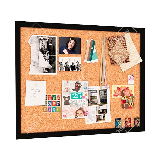 Poly Board: Black Frame Noticeboard 3D model image 1