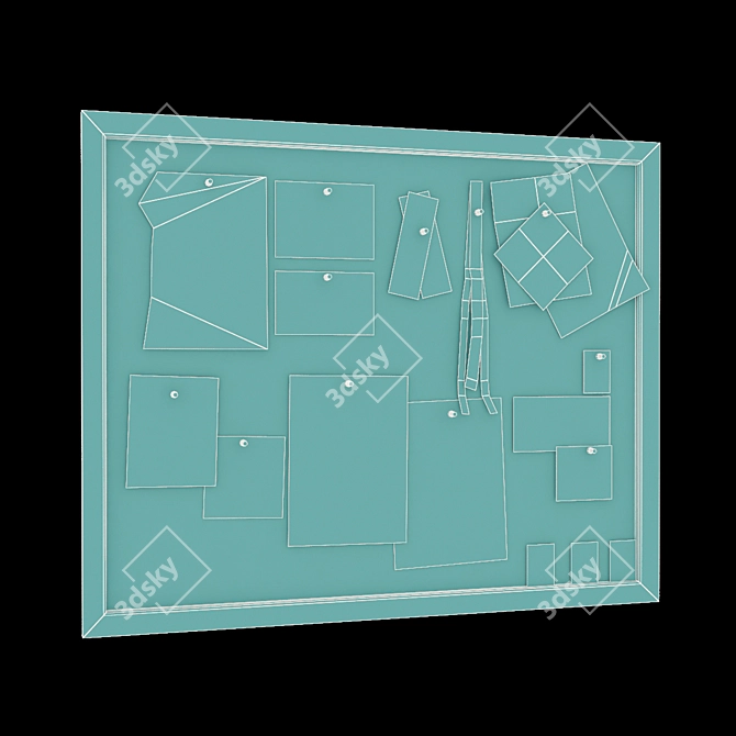 Poly Board: Black Frame Noticeboard 3D model image 2