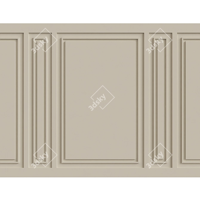 Elegant Wall Moulding 3D model image 1