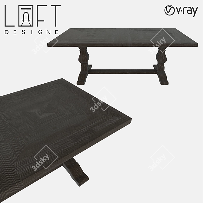LoftDesign 380 Wood Table 3D model image 1